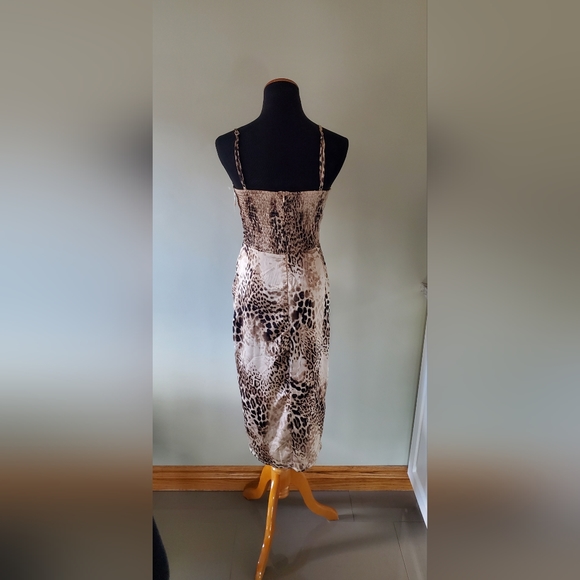 Fashion Nova S Wild Emotions Leopard Print Satin Cocktail Party Club Midi Dress - Picture 8 of 10